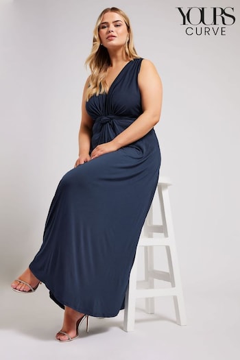 Yours Curve Blue Knot Front Maxi Dress (N27015) | £51