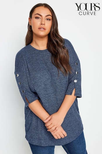 Yours Curve Mid Blue Batwing Sleeve Soft Touch Jumper (N27047) | £29
