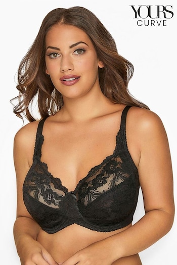 Yours Curve Black Stretch Lace Under Wired Non Padded Bra (N27052) | £22