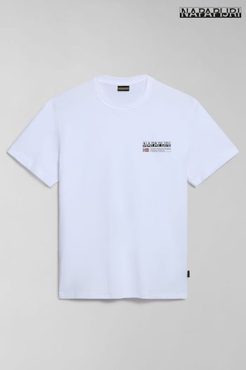 Napapijri Relaxed 100% Cotton White T-Shirt with a Logo on the Left Side of the Chest (N27070) | £30