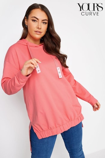 Yours Curve Pink Plus Size Bright Embellished Tie Hoodie (N27088) | £29