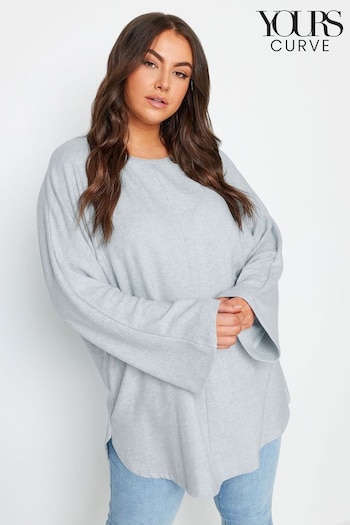 Yours Curve Blue Batwing Sleeve Soft Touch Jumper (N27095) | £29