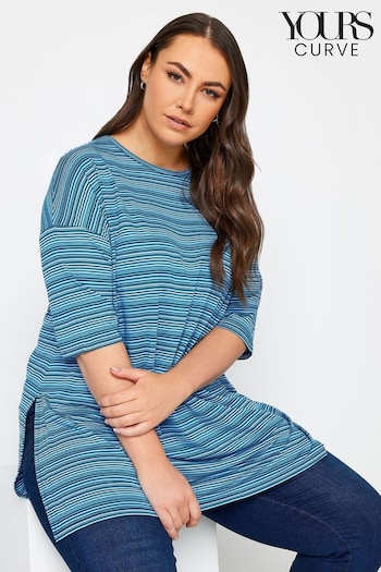Yours Curve Blue Striped Oversized Top (N27100) | £22