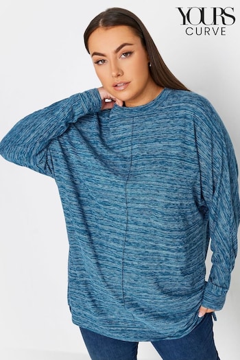 Yours Curve Mid Blue Front Seam Soft Touch Jumper (N27106) | £29