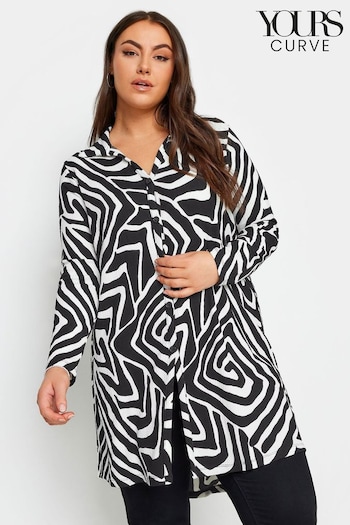 Yours Curve Black Abstract Print Textured Shirt (N27133) | £29