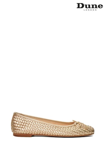 Dune London Gold Heights Flexible Sole Woven Ballerina Flat Shoes (N27137) | £75