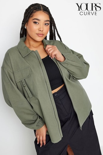 Yours Curve Green Utility Bomber Jacket (N27143) | £38