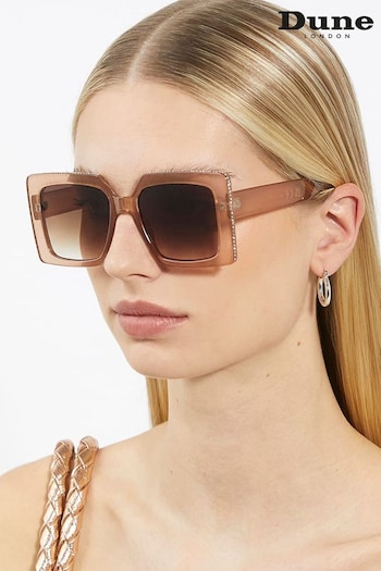 Dune London Glitzy Diamante Rectangular Sunglasses (N27168) | £50