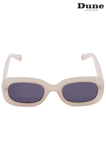 Dune London Cream Gleaming Slim Rectangle Sunglasses Lefty (N27171) | £50