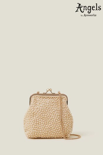 Angels By Accessorize Girls Cream Pearl Clip Frame Bag (N27175) | £20