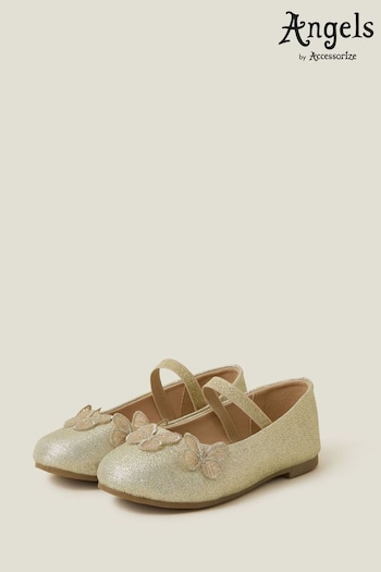 Angels By Accessorize Girls Gold Butterfly Ballet Flats (N27211) | £20 - £21