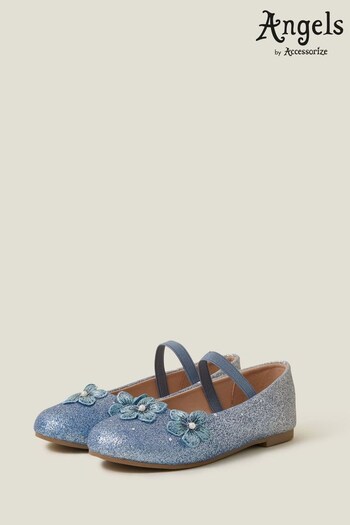 Angels By Accessorize Girls Blue Ombre Flower Ballet Flats (N27219) | £20 - £21