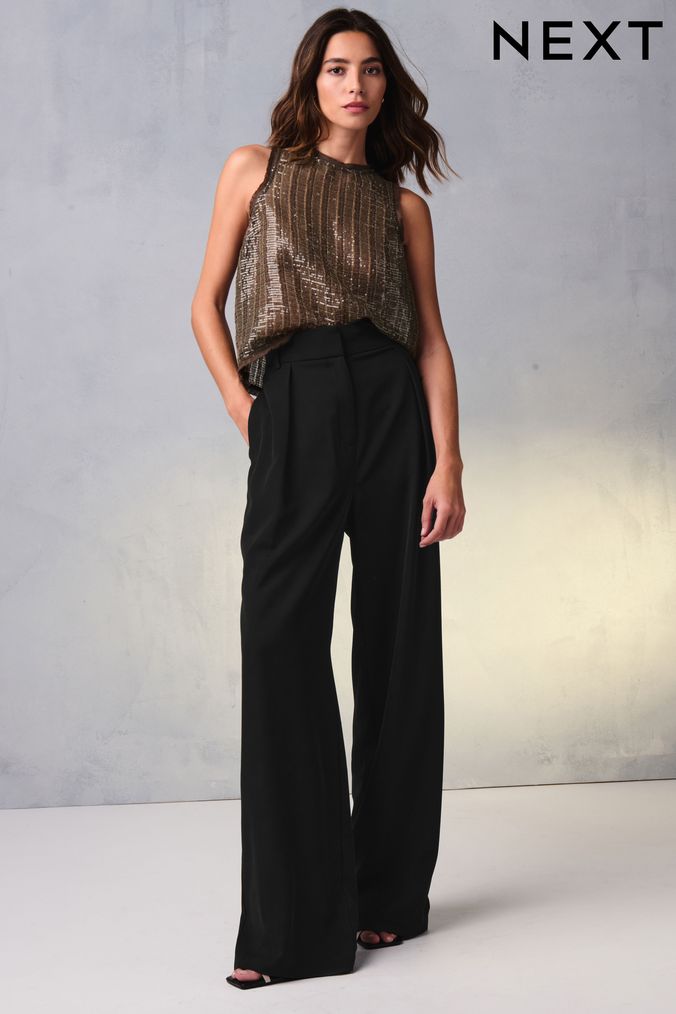 Buy Women s Petite Black Workwear Trousers Online Next UK