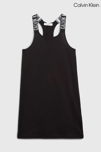 Calvin amarelo Klein Logo Strap Tank Black Dress (N27235) | £50