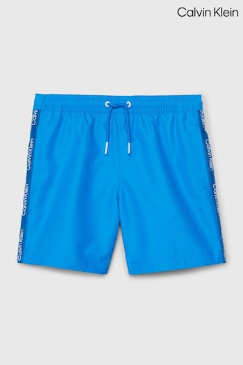 Calvin Klein Blue Chrome Slogan Swim Shorts (N27264) | £50