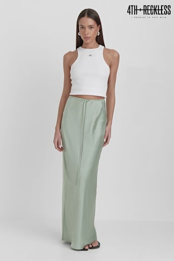 4th & Reckless Green Yimena Satin Midaxi Skirt (N27331) | £32