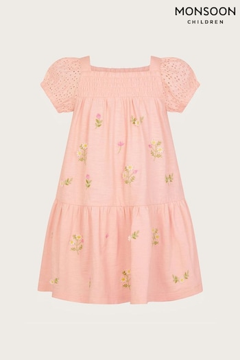 Monsoon Baby Pink Embroidered Broderie Dress (N27349) | £26 - £30