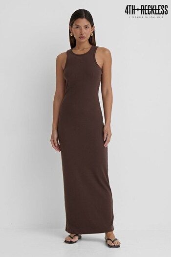 4th & Reckless Brown Emel Jersey Midaxi Dress (N27377) | £45