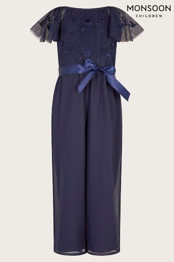 Monsoon Blue Amelia Embroidered Jumpsuit (N27386) | £46 - £50