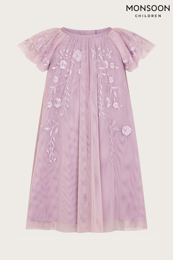 Monsoon Baby Purple Emilia Embroidered Dress (N27396) | £36 - £38