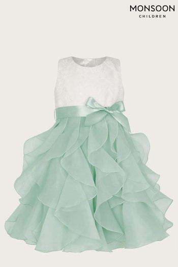 Monsoon Green Baby Lace Cancan Ruffle Dress (N27397) | £52 - £57