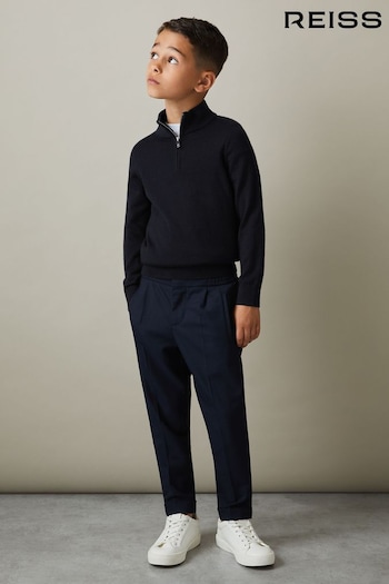 Reiss Navy Blackhall 3-9 yrs Merino Wool Quarter Zip Jumper (N27403) | £34