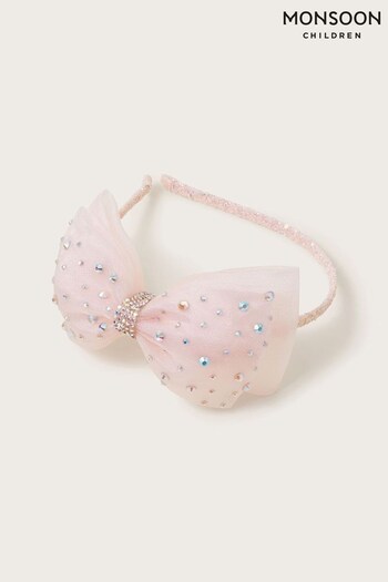 Monsoon Pink Cindy Diamante Bow Headband (N27410) | £8