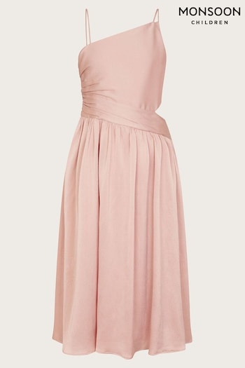 Monsoon Pink Satin Cut-Out Prom Dress (N27427) | £56 - £61