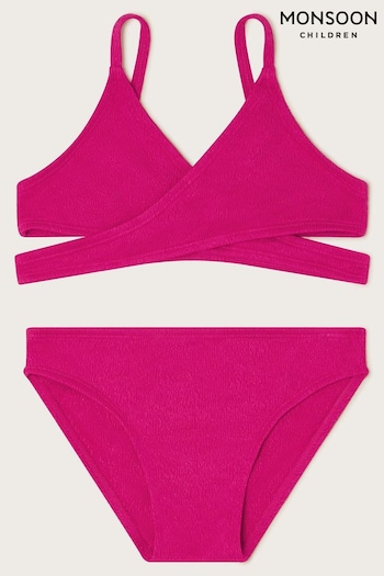 Monsoon Pink Textured Wrap Bikini Set (N27434) | £18 - £22