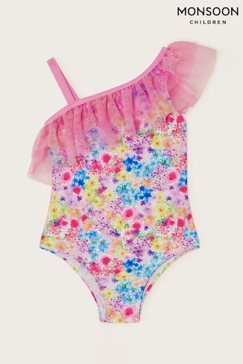Monsoon Pink Baby Ditsy Mesh Swimsuit (N27436) | £18 - £22