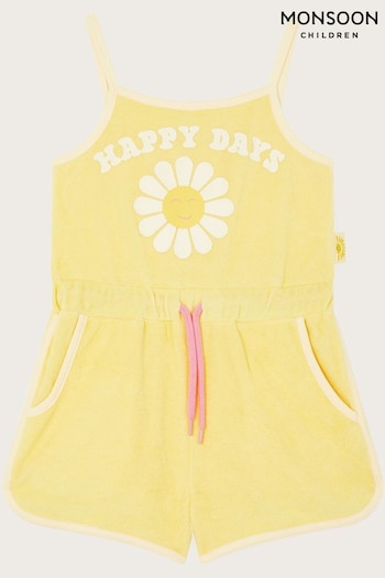 Monsoon Yellow Towelling Happy Days Playsuit (N27451) | £25 - £29