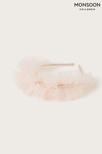 Monsoon Pink Pearly Ruffle Headband (N27460) | £9