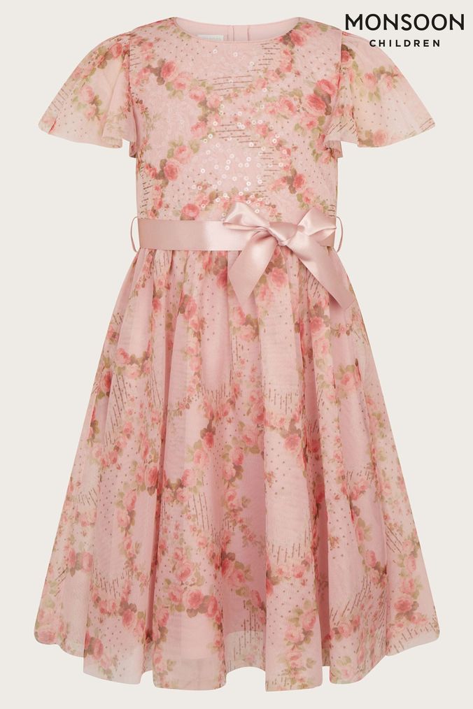 Buy Girls Pink Monsoon Short Sleeve Dresses Online Next UK