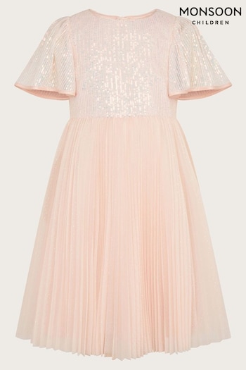 Monsoon Pink Florence Sequin Pleat Dress (N27481) | £55 - £65