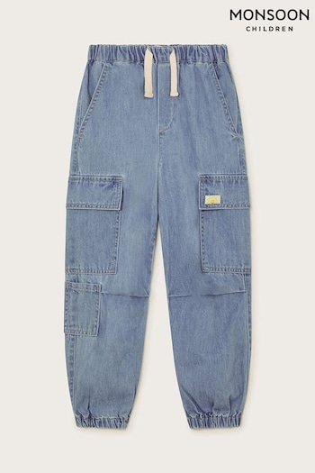 Monsoon Blue Denim Cargo vented Trousers (N27503) | £26 - £30