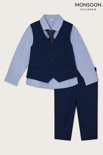 Monsoon Blue Adam Four-Piece Suit with Tie (N27527) | £75 - £90