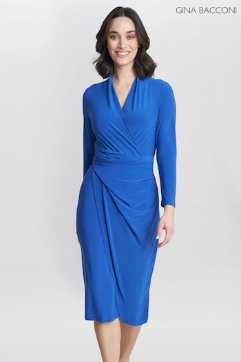 Gina Bacconi Blue Gloria Jersey Wrap Dress (N27542) | £120