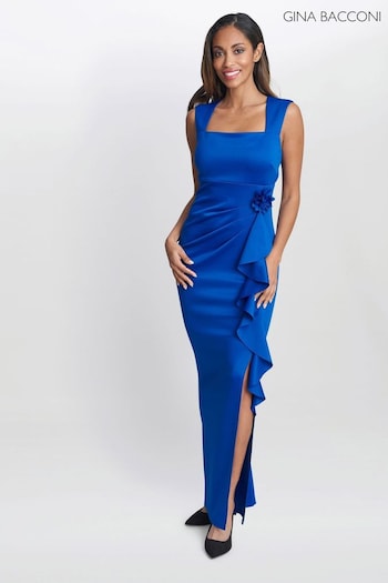 Gina Bueno Bacconi Patsy Maxi Dress with Square Neckline & 3D Flower (N27543) | £230