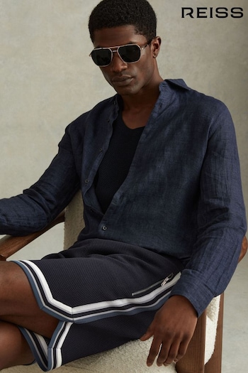 Reiss Navy Multi Jack Knitted Elasticated Waist Vuitton Shorts (N27560) | £110