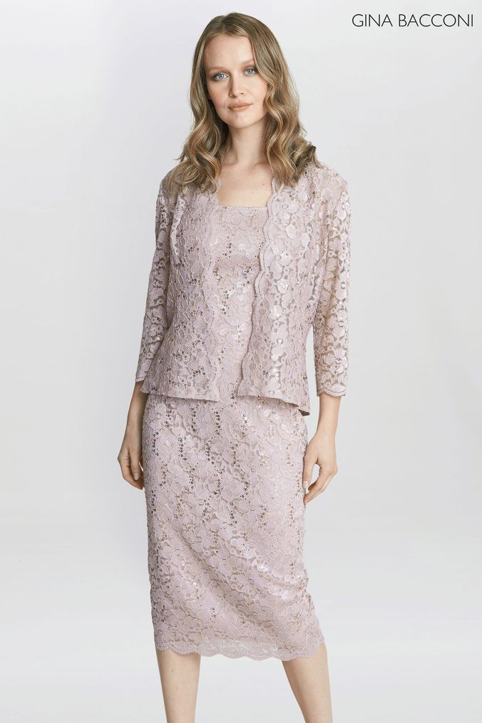 Gina bacconi denise dress pink gold sale