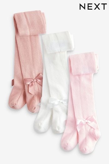 Pinks & Cream Baby Bow Tights 3 Pack (0mths-2yrs) (N27688) | £13