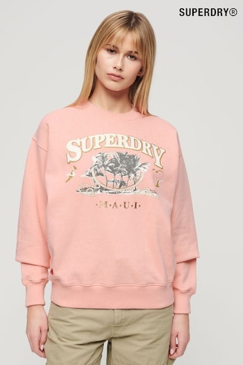 Superdry Pink Travel Souvenir Loose Sweatshirt (N27714) | £50