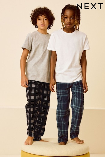 Blue/Black Check Fleece Pyjama Bottoms 2 Pack (3-16yrs) (N27789) | £15 - £22