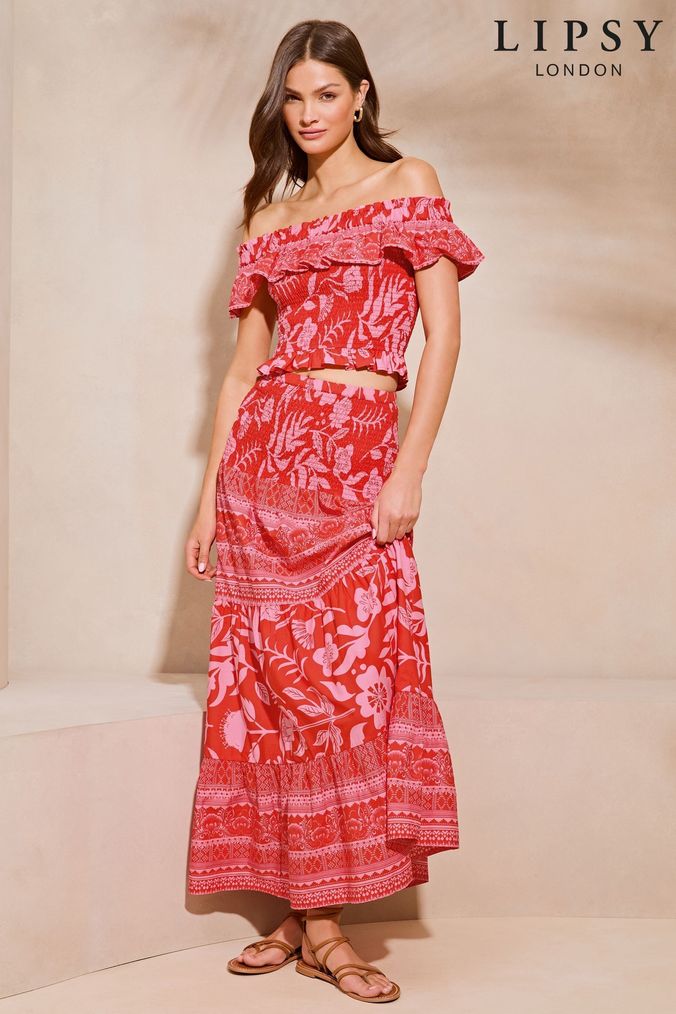 Lipsy tigerlily printed ruffle maxi dress store
