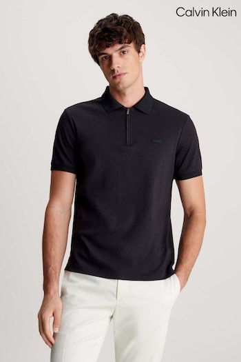 Calvin Klein Zip Black Polo Shirt (N27821) | £100