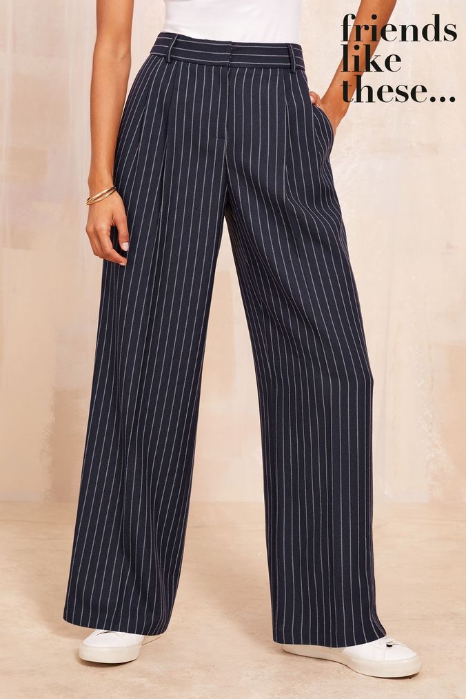 Ladies navy striped trousers online