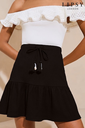Lipsy Black Tiered Skater Mini Skirt (N27838) | £28