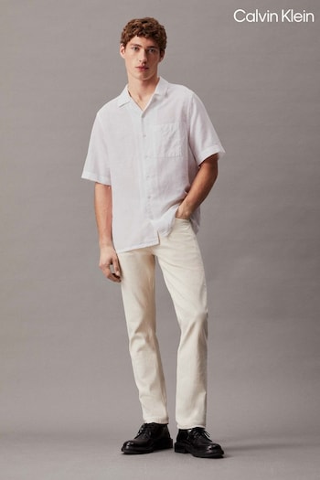 Calvin Klein Linen Cuban White Shirt (N27849) | £90