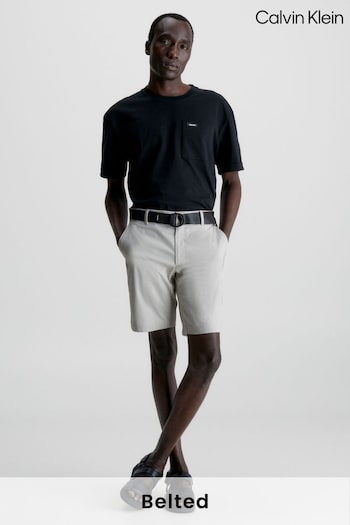 Calvin Front Klein Slim Modern Twill Belted Shorts (N27854) | £80