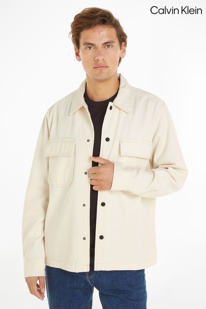 Buy Men s Cream Shacket Shirts Online Next UK